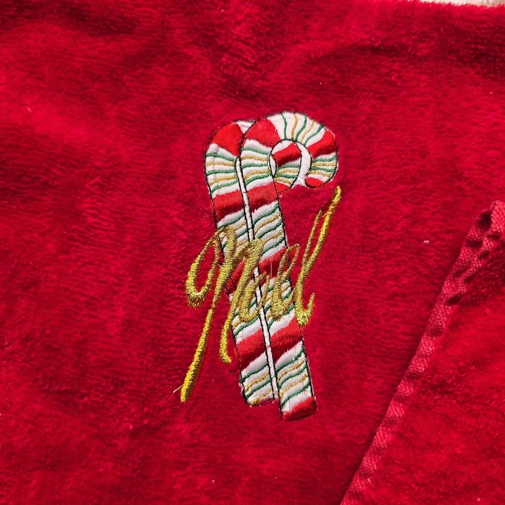 Vtg Holiday Kitchen Lot Haband Christmas Tree Apron Top XL + 4 Hand Towels Noel